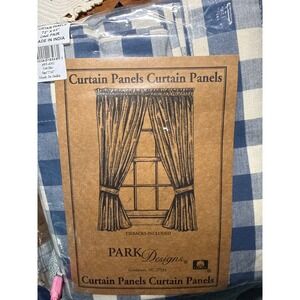 PARK Designs York Blue Gingham Curtain Panels 72 X 63 Pair Tiebacks Included